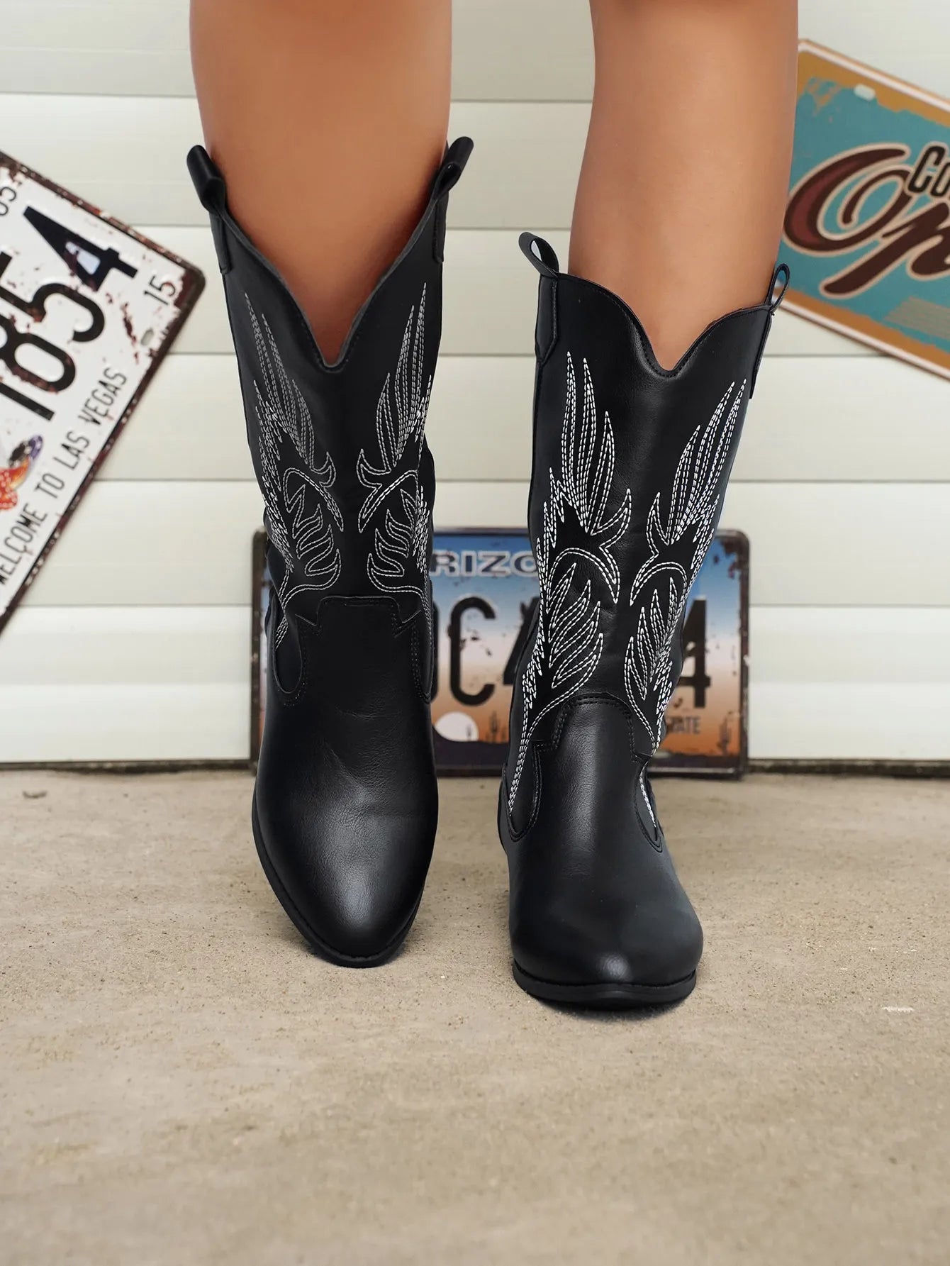 Stilla | Skinnende cowboystøvler i metallic-look