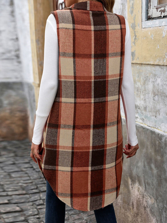 Stilla | Pocketed Button Up Plaid Vest