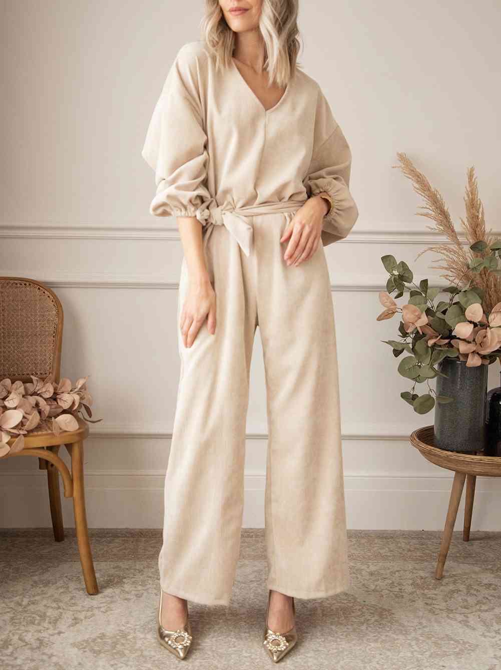 Stilla | Nakke Binde Talje Bred Ben Jumpsuit