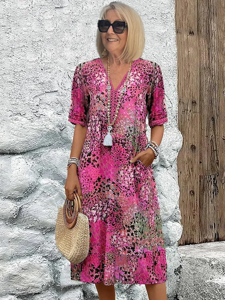 Stilla | Elegante Blumen Midi Kjole