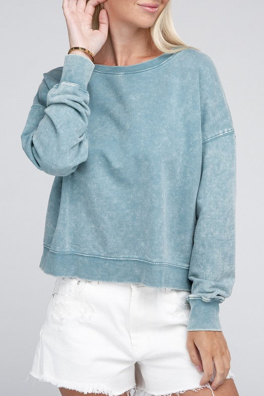 Stilla | Terry Acid Wash Båd Hals Pullover