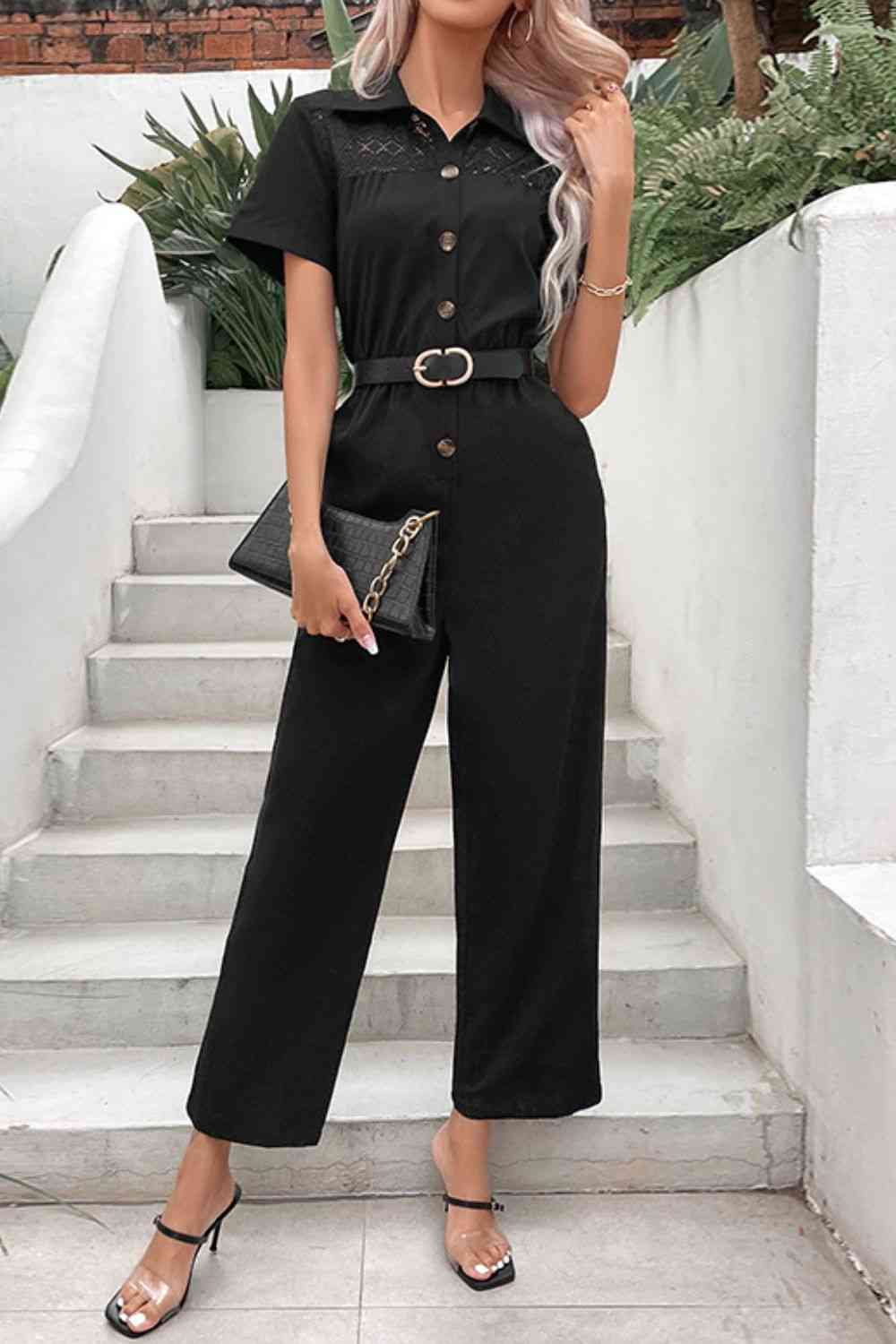 Stilla | Hals Kort Ærmeløs Jumpsuit