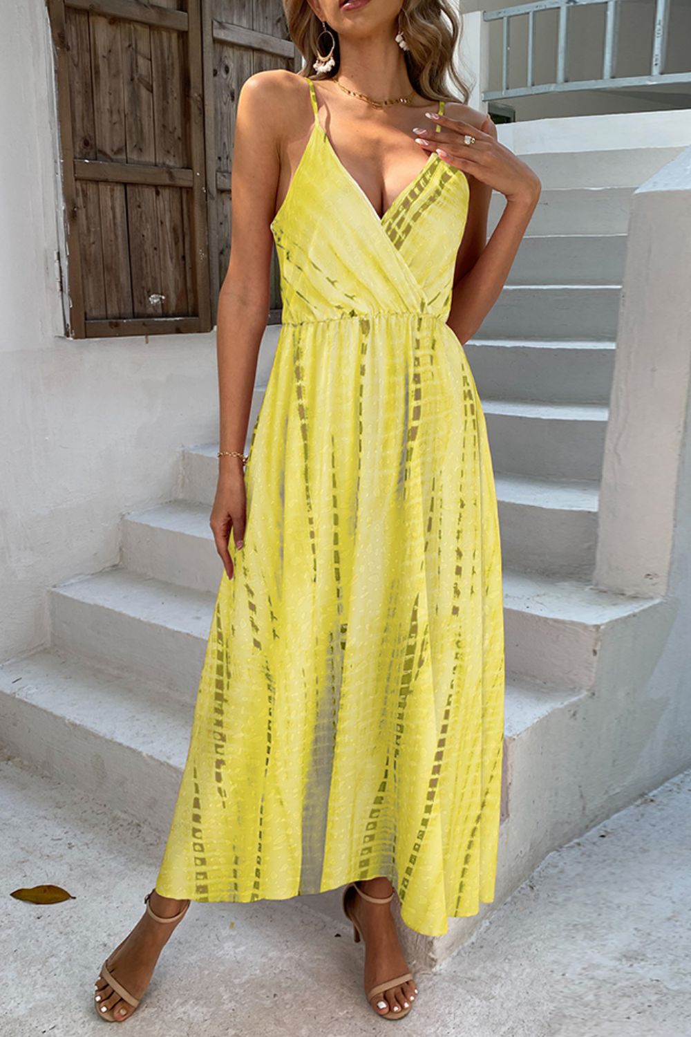 Stilla | Surplice Justerbar Spaghetti Strop Maxi Kjole