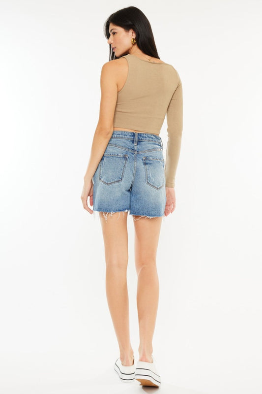 Stilla | Full Size Raw Hem Høj Talje Denim Shorts