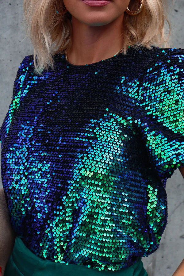 Stilla | Sparkle Night Paillet Puffærmet Top