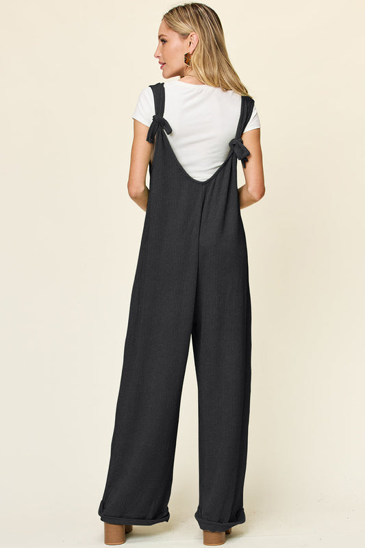 Stilla | Tag Fuld Størrelse Tekstur Uden Ærmer Bred Ben Jumpsuit