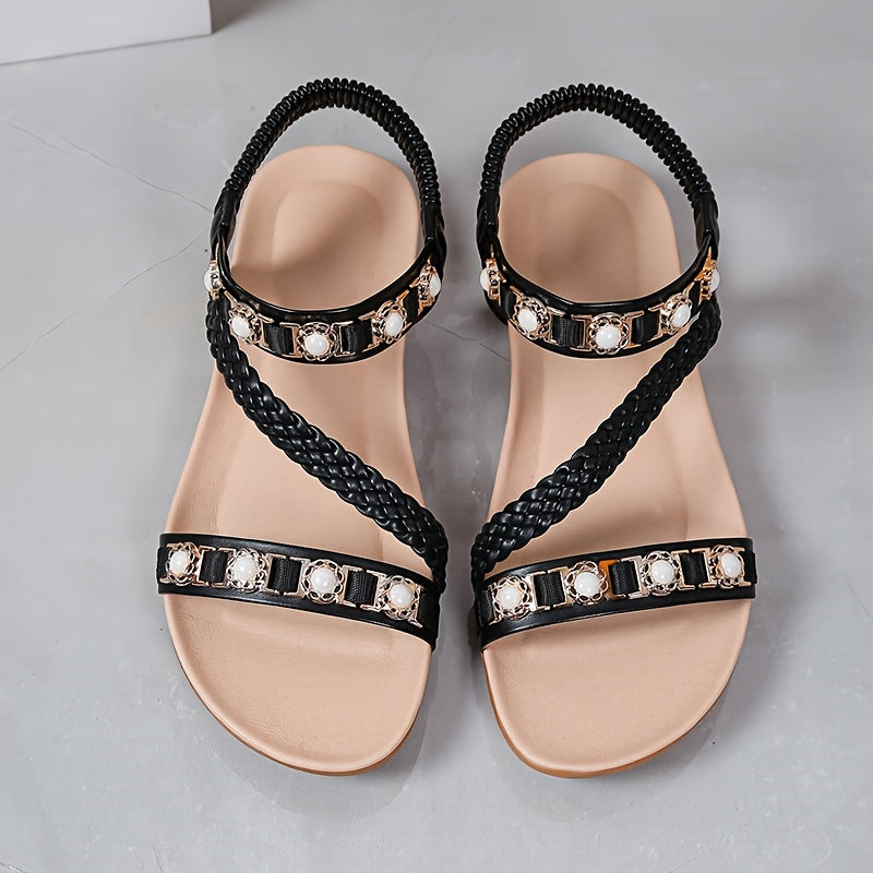 Stilla | Sommersandaler Til Damer Med Flettede Remme Boho Chic, Med Åben Tå Og Slip on