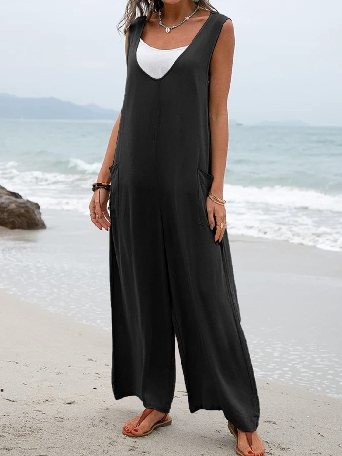 Stilla | Størrelse Bred Rem Jumpsuit Med Lommer