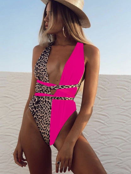 Stilla | Leopard Plunge One-piece Badetøj