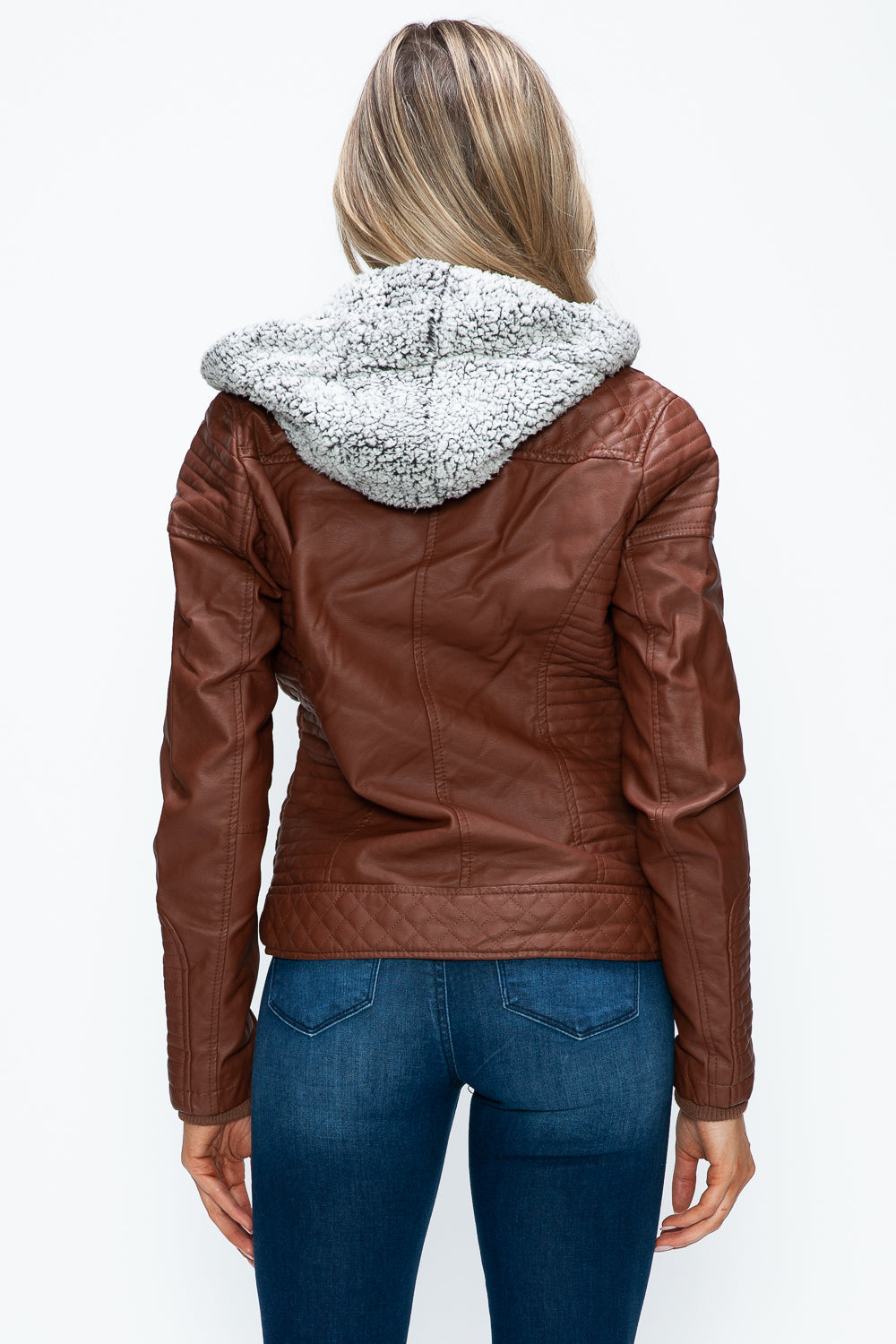 Stilla | Faux Layered Double-Zipper Jacket with Fuzzy Hood