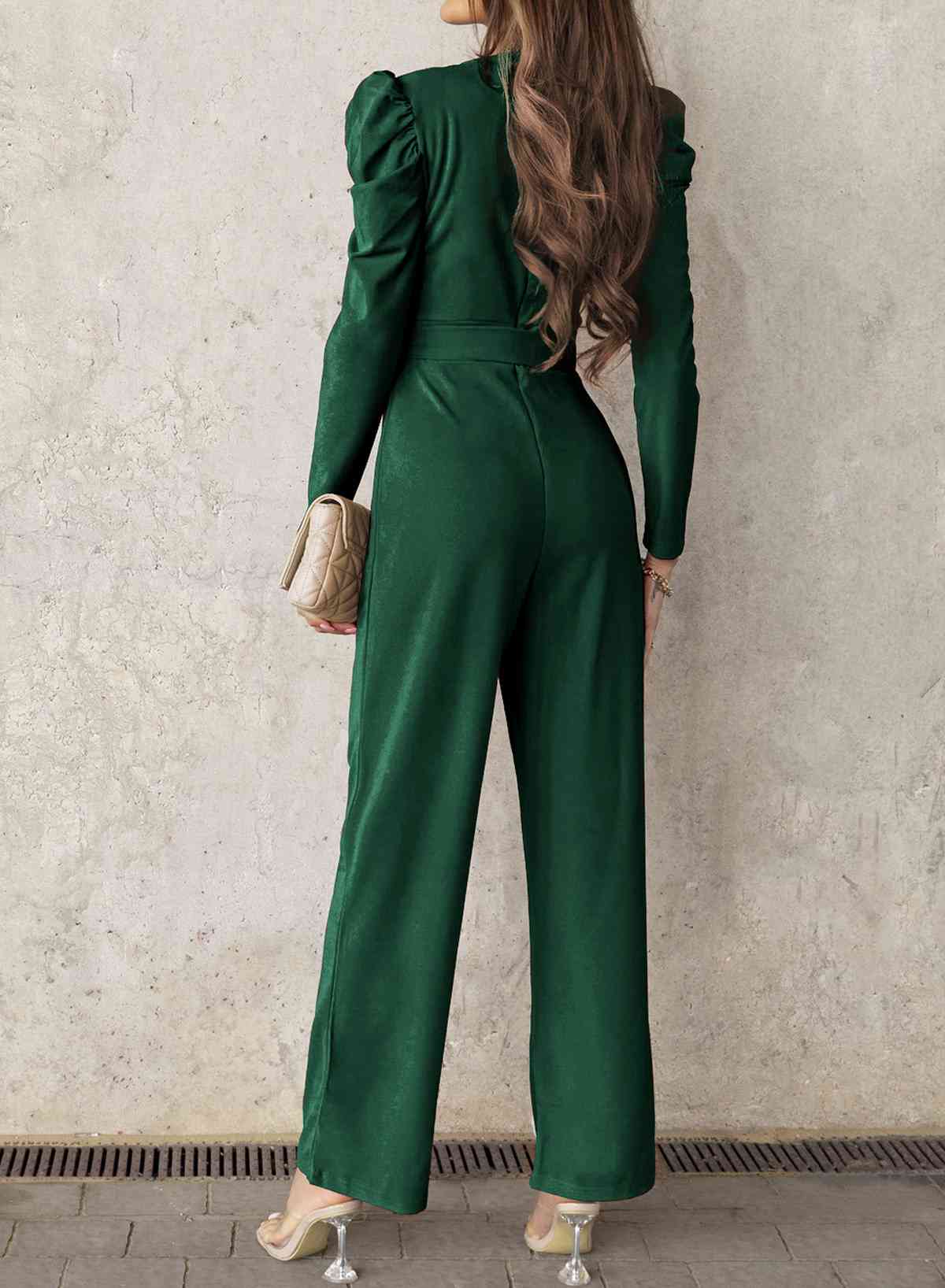 Stilla | Lang Puff Ærme V-hals Jumpsuit