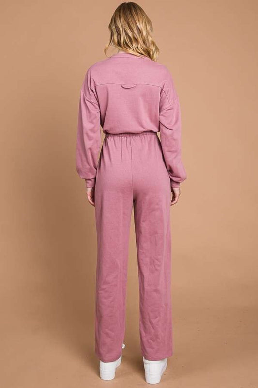 Stilla | Code Full Size Knapper Op Drawstring Talje Lige Jumpsuit