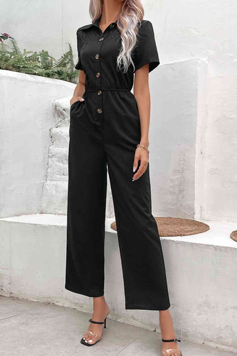 Stilla | Hals Kort Ærmeløs Jumpsuit