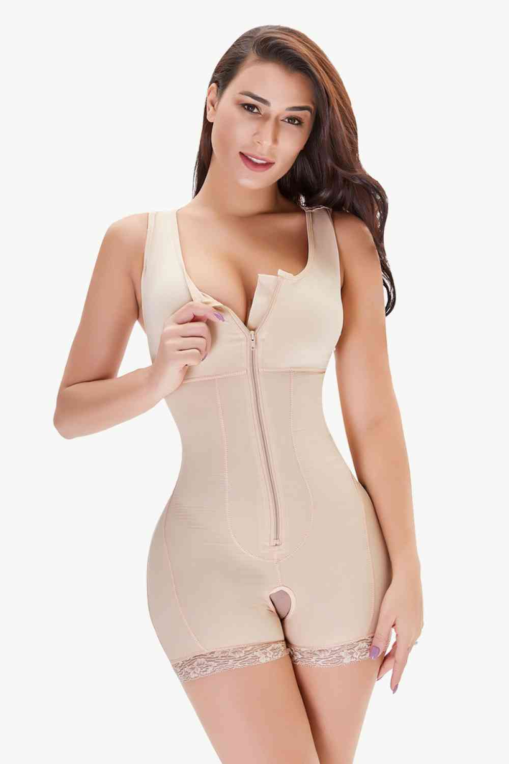 Stilla | Størrelse Lynlås Scoop Neck Lace Trim Shapewear