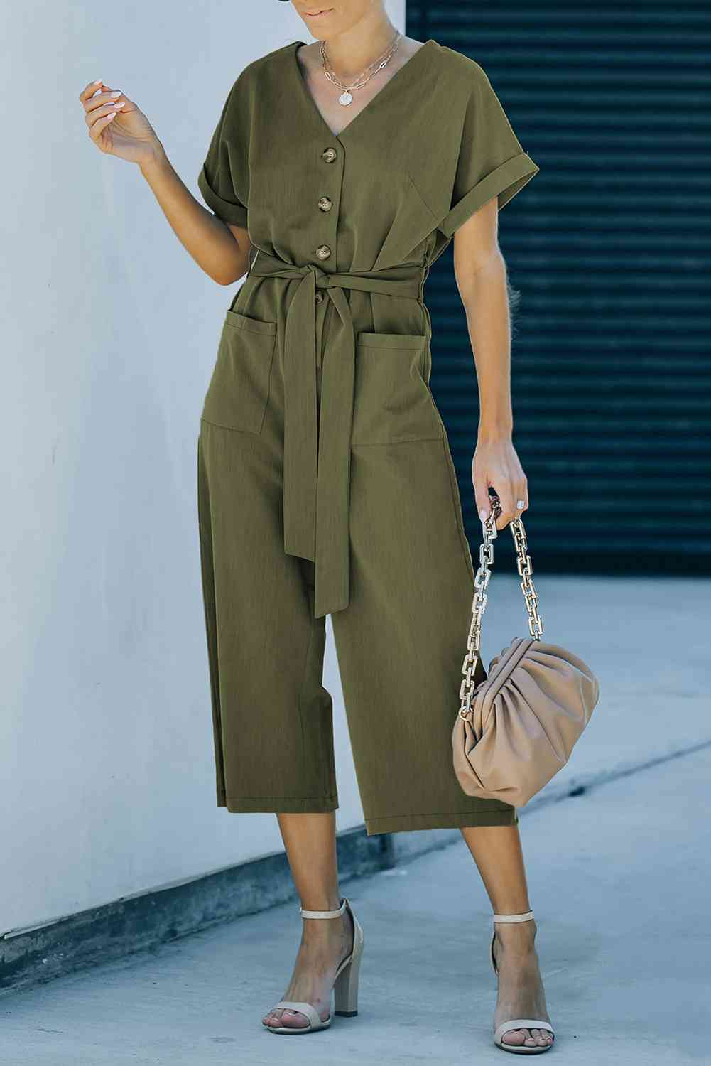 Stilla | Talje Knappet Forkortet Jumpsuit