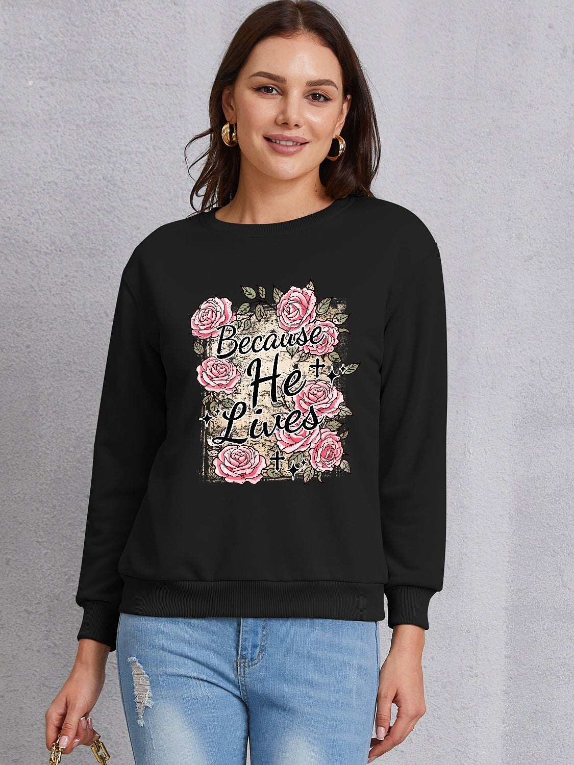 Stilla | He Lives Rund Hals Sweatshirts