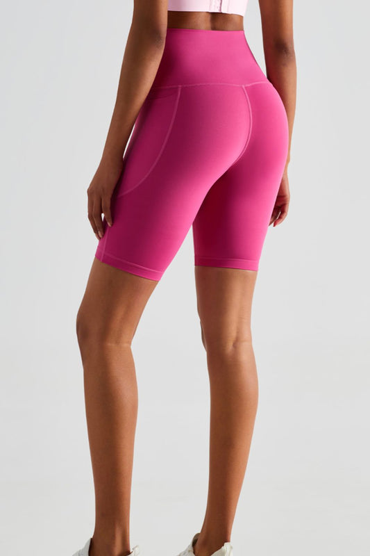 Stilla | Rise Wide Waistband Biker Shorts med lommer