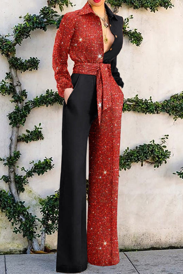 Stilla | Spotlight Smile Farveblok Knude Talje Jumpsuit