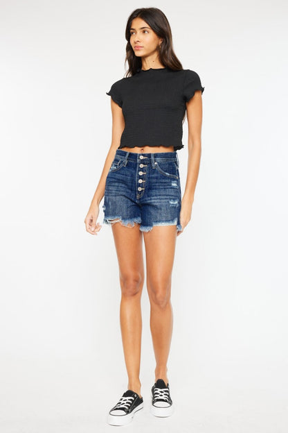 Stilla | Raw Hem Button-Fly Denim Shorts