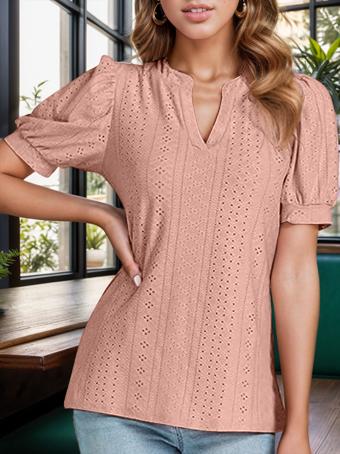 Stilla | Notched Kortærmet Bluse