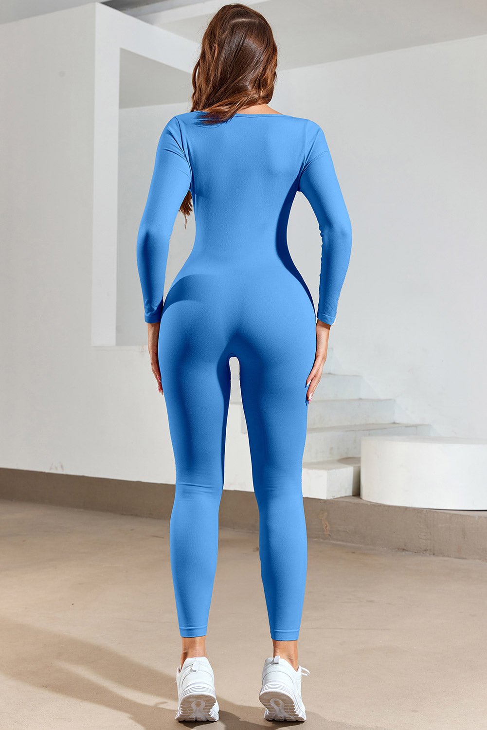 Stilla | Square Neck Langærmet Active Jumpsuit