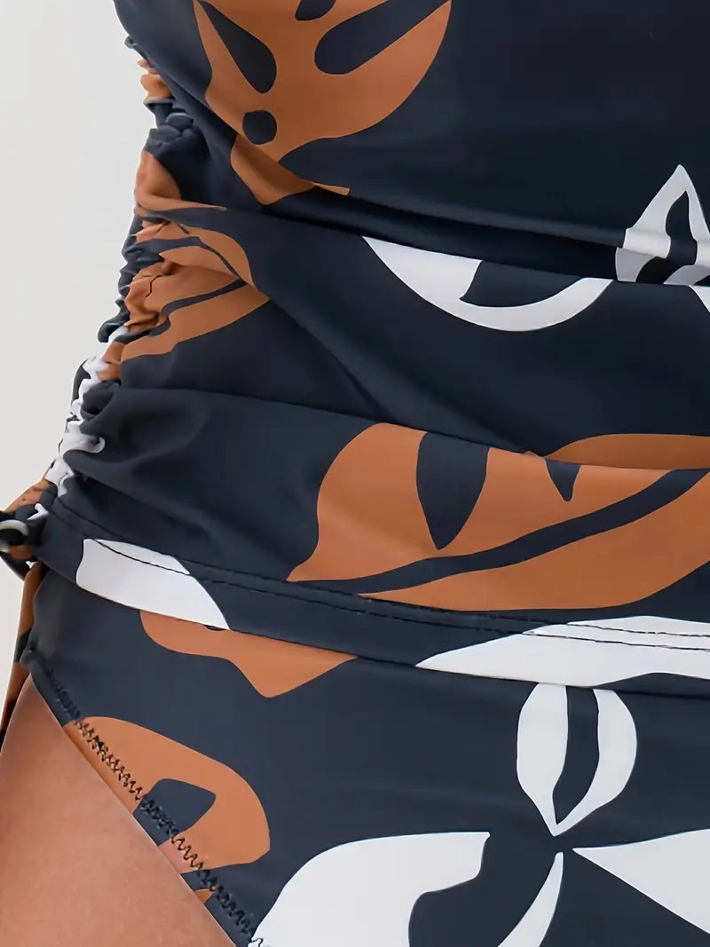 Stilla | Over- og underdel Bikini Tankini med bladtryk