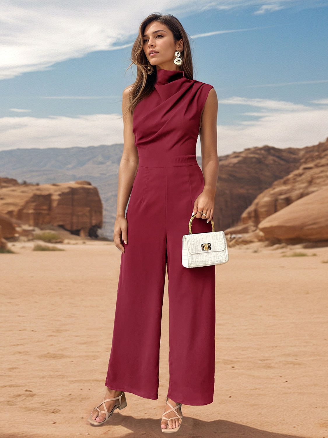 Stilla | Mock Neck Ærmeløs Jumpsuit