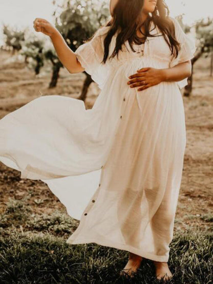 Stilla | Monopetto Coulisse Strand Kjoler Til Fotografi Tjenester in Bomuld Og Hør Maxi Kjole