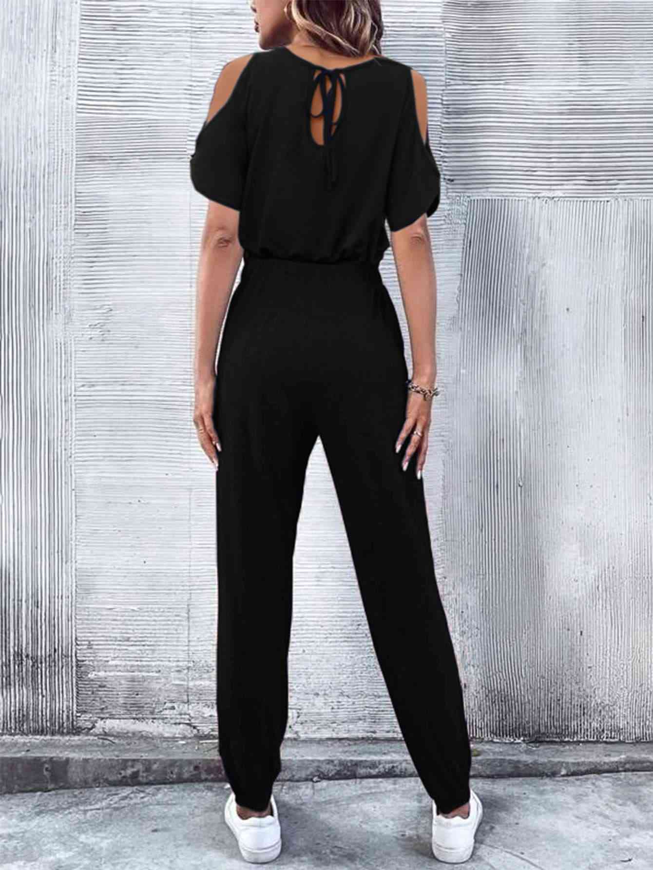 Stilla | Nakke Kold-skulder Jumpsuit Med Lommer