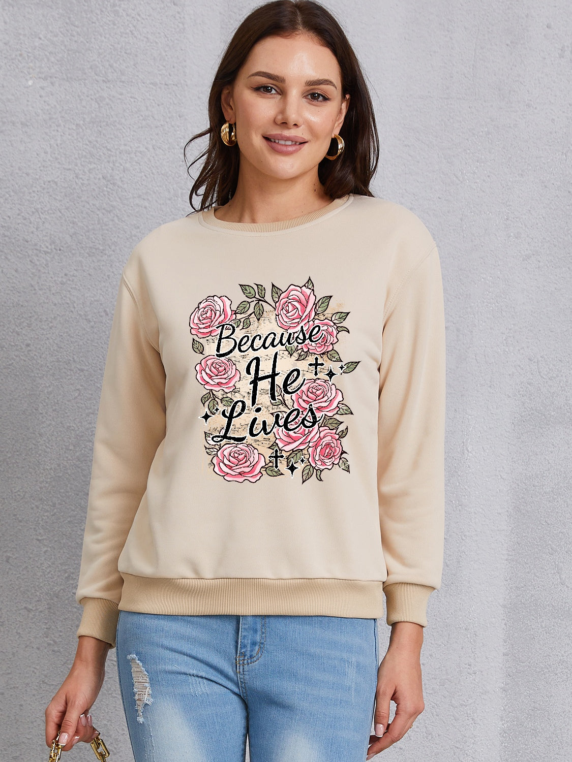 Stilla | He Lives Rund Hals Sweatshirts