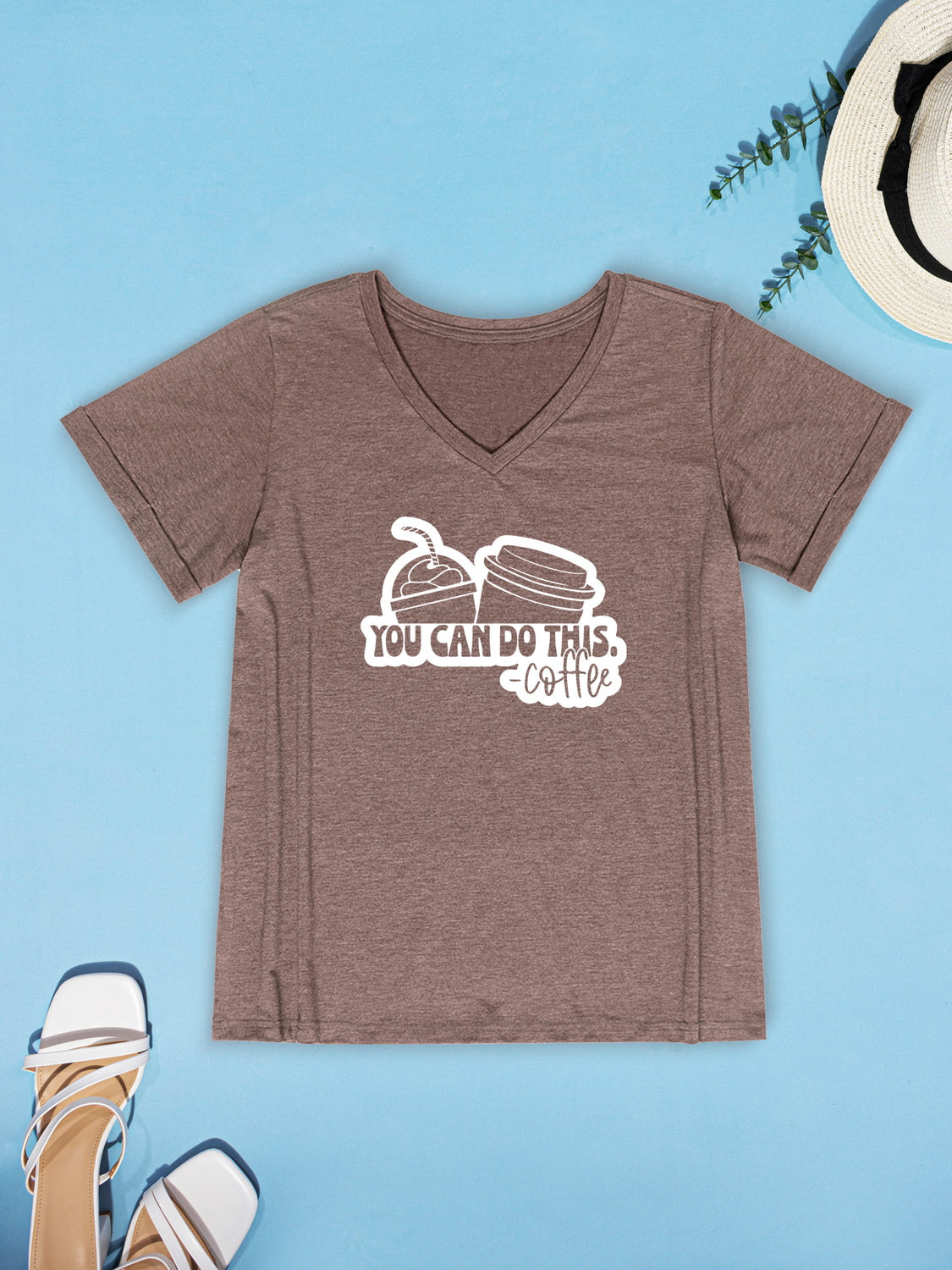 Stilla | Kan Gøre Denne Kaffe V-hals Kort Ærmet T-shirt