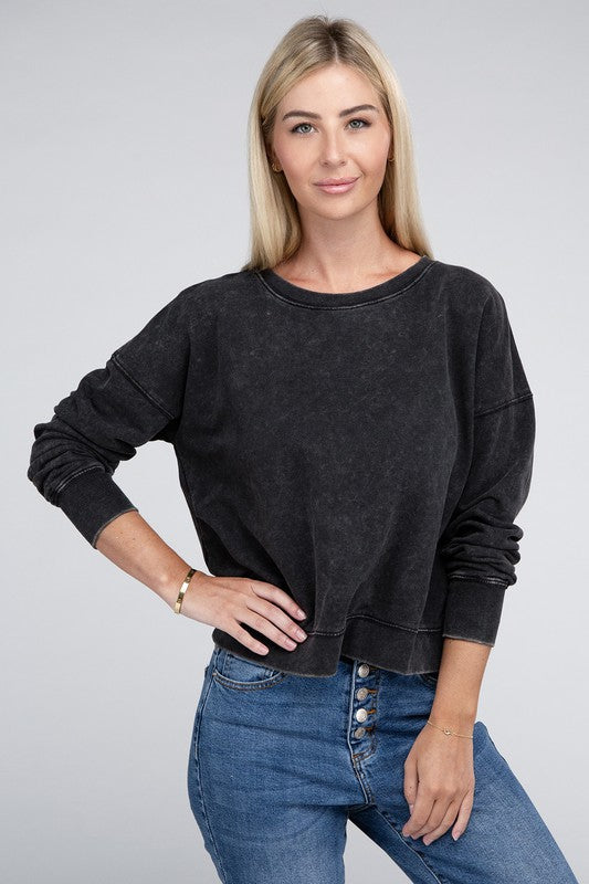 Stilla | Terry Acid Wash Båd Hals Pullover