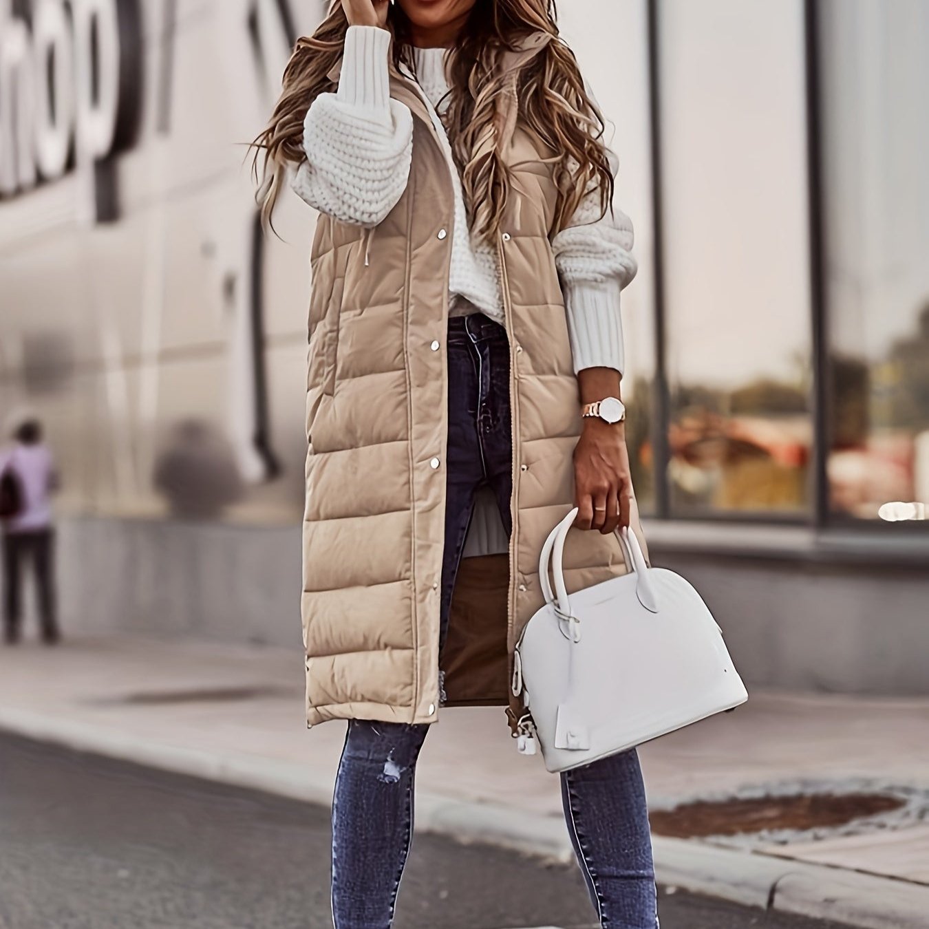 Stilla | Lang polstret vest - Med hætte & uden ærmer