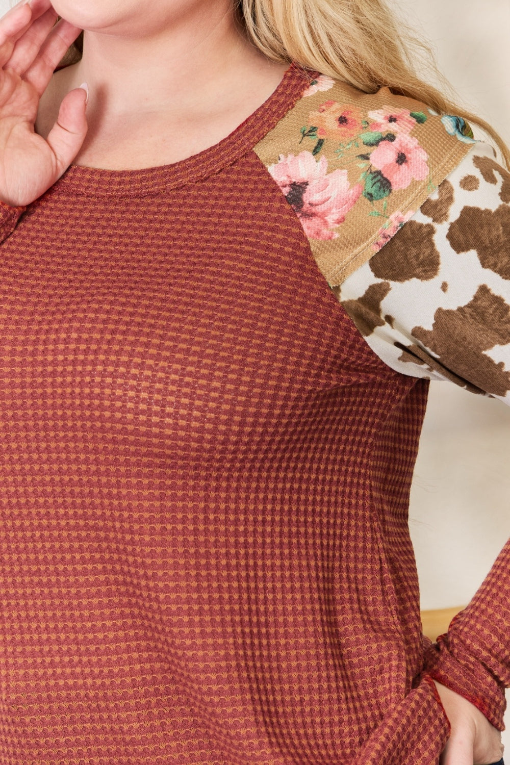 Stilla | Co Plus Size Leopard Vaffelstrik Bluse