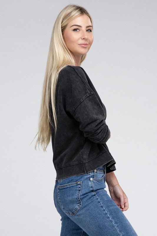 Stilla | Terry Acid Wash Båd Hals Pullover
