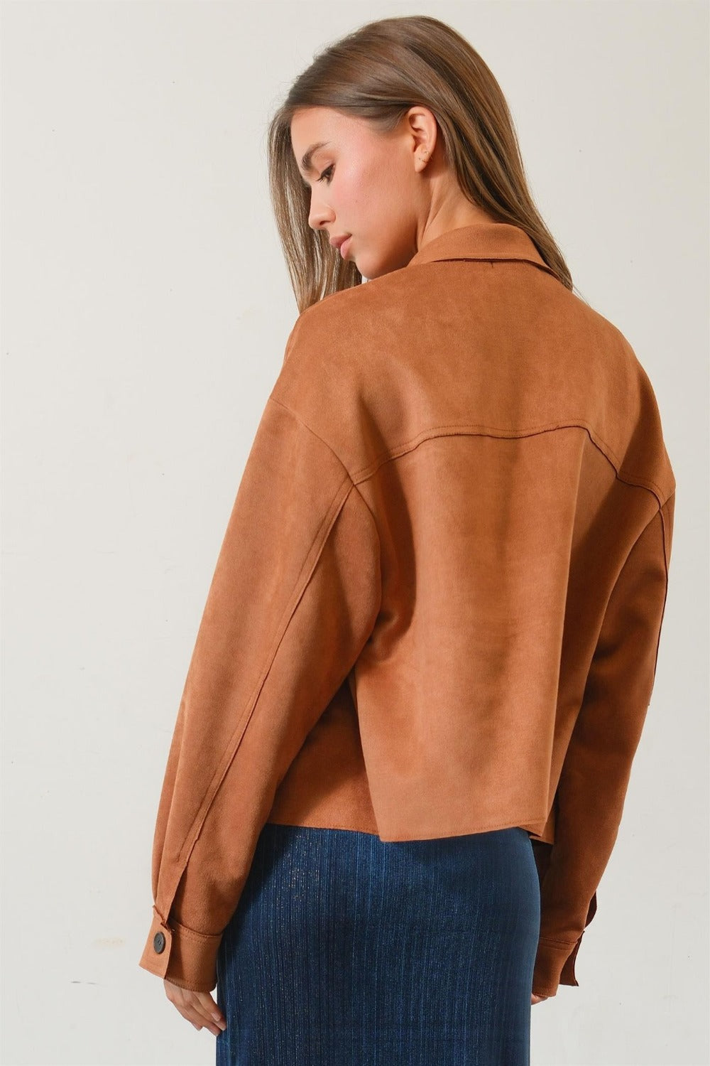 Stilla | Suede Knap Nede Cropped Jakke