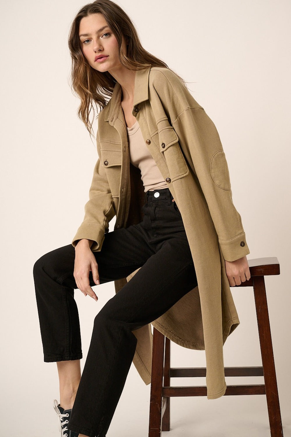 Stilla | Lang Jakke I Acid Washed Fransk Terry Mittoshop