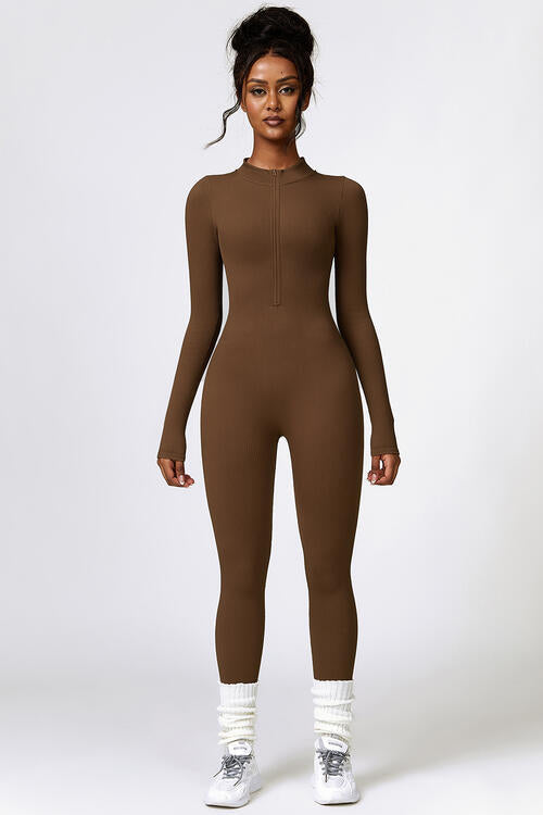 Stilla | Zip Langærmet Aktiv Jumpsuit