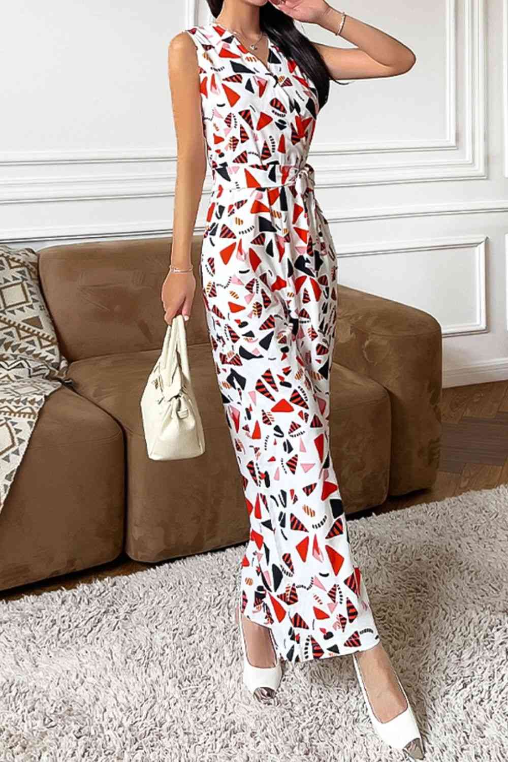 Stilla | Surplice hals ærmeløs jumpsuit