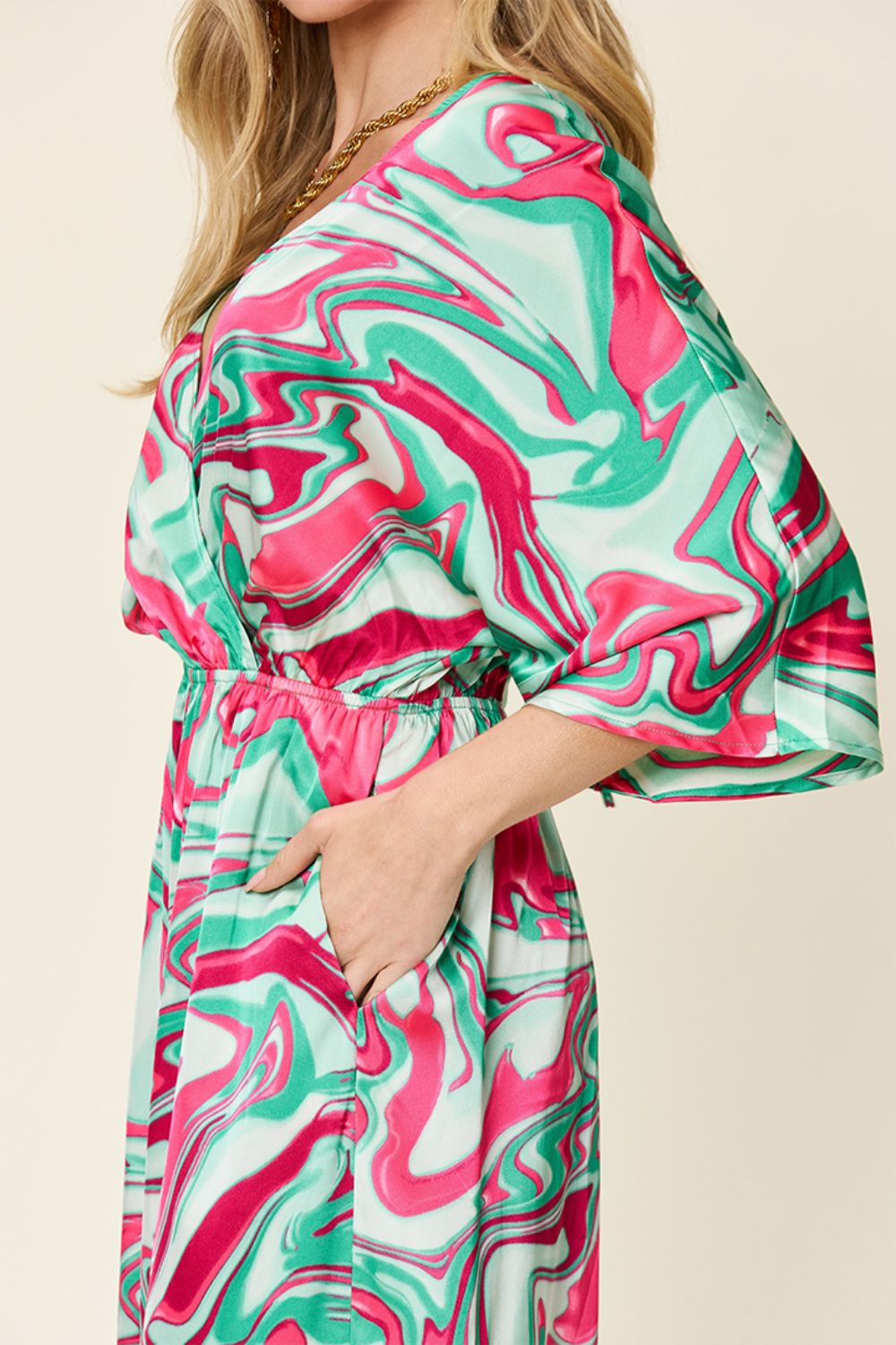 Stilla | Tag Fuldt Størrelse Halv Ærme Bred Ben Jumpsuit