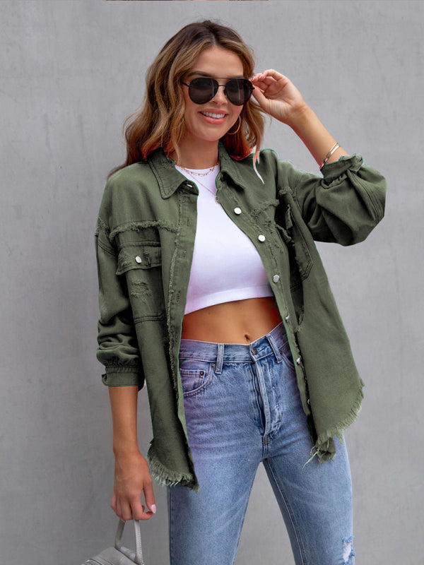 Stilla | Edge Ripped Denim Afslappet Jakke