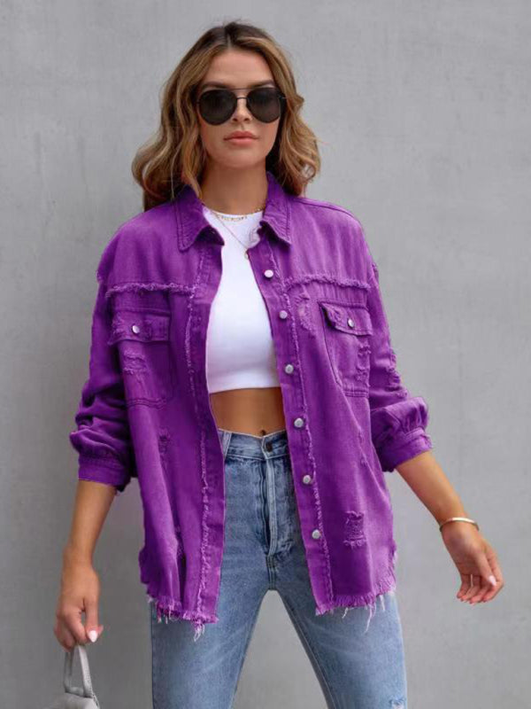 Stilla | Edge Ripped Denim Afslappet Jakke