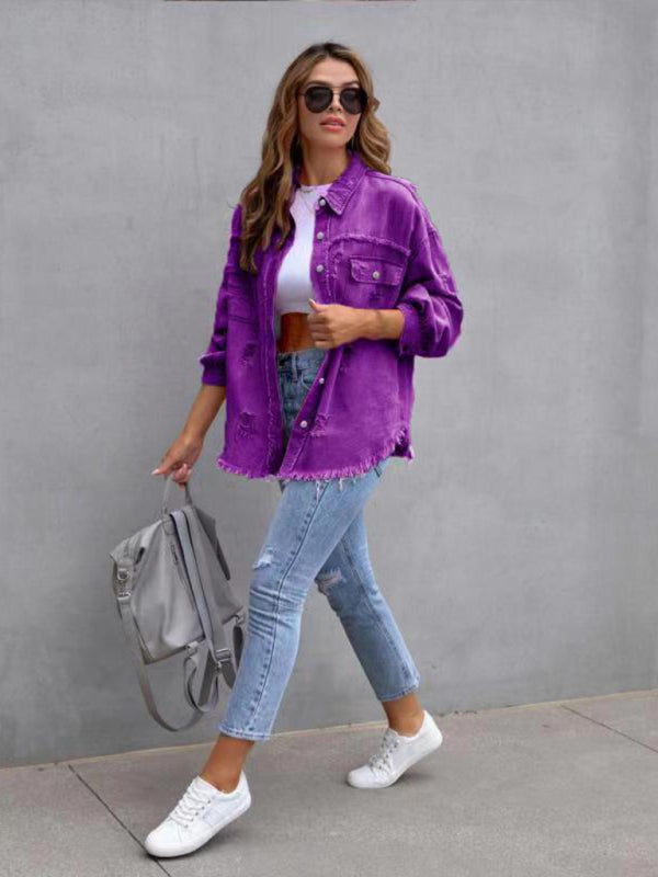 Stilla | Edge Ripped Denim Afslappet Jakke