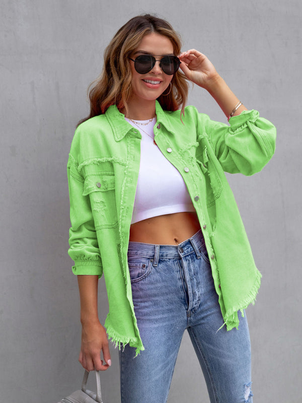 Stilla | Edge Ripped Denim Afslappet Jakke