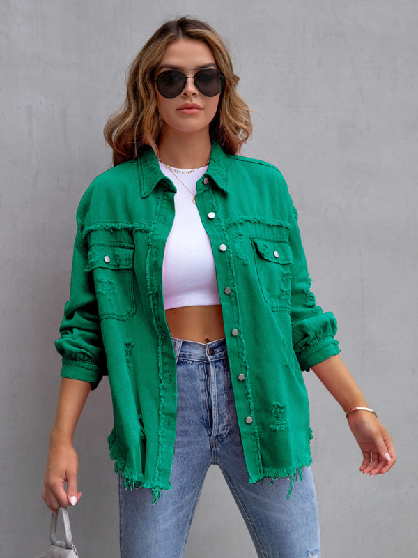 Stilla | Edge Ripped Denim Afslappet Jakke