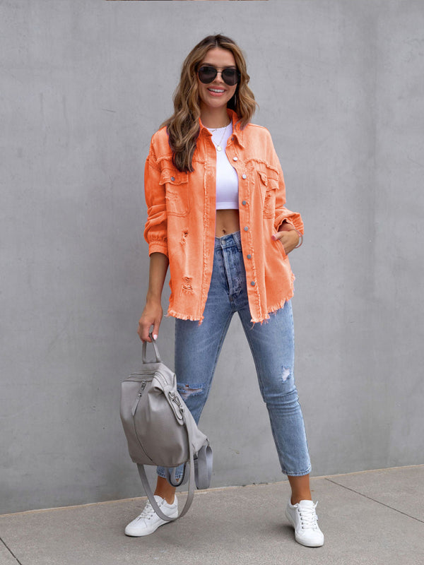 Stilla | Edge Ripped Denim Afslappet Jakke