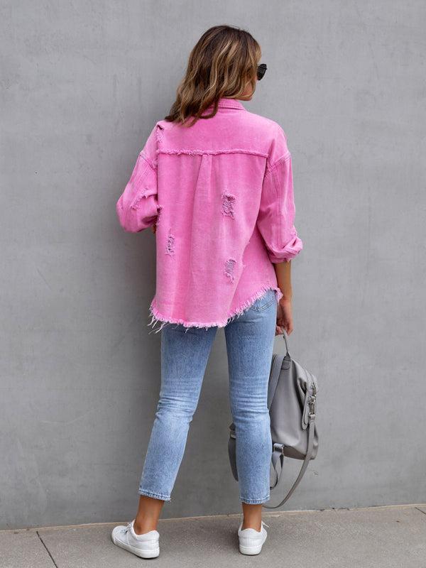 Stilla | Edge Ripped Denim Afslappet Jakke