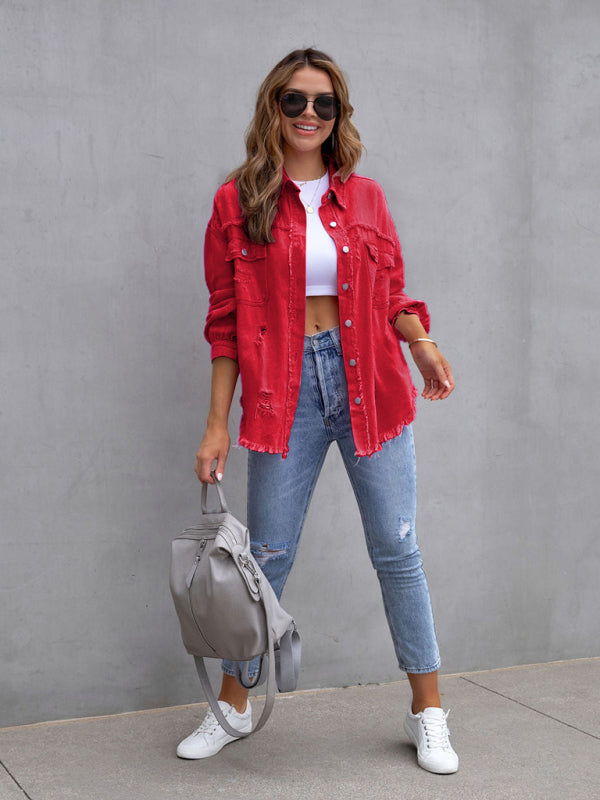 Stilla | Edge Ripped Denim Afslappet Jakke