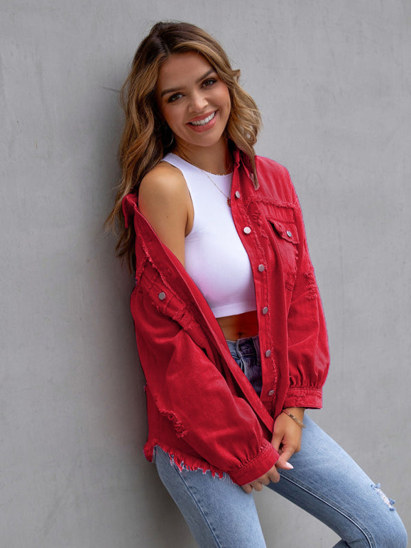 Stilla | Edge Ripped Denim Afslappet Jakke