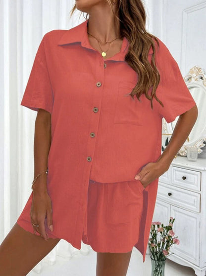 Stilla | Fit Korte Ærmer to Dels Skjorte Shorts Sæt